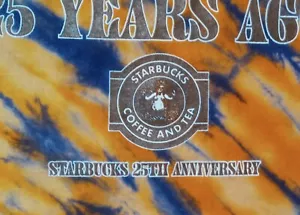 t shirt vintage Starbucks 25° anniversario tie dye XL logo caffè originale - Foto 1 di 9