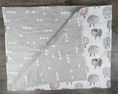 Baby Girl Handmade Flannel 38x32 Flower Sheep Blanket - Image 1 of 3