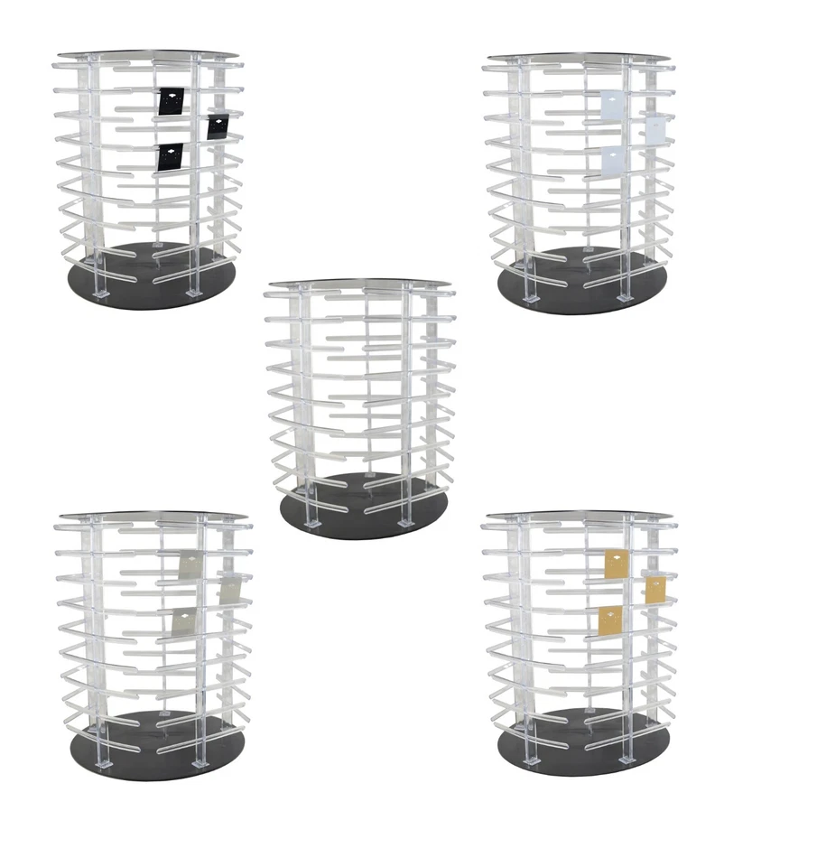 Clear 5-Sided Rotating Earring Card Display Stand With Choice Of Hanging Cards - Image 1 of 1