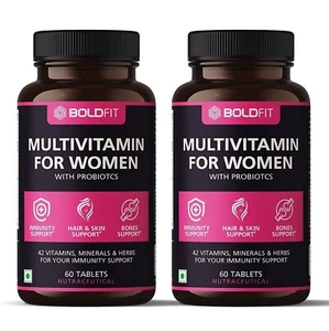 Boldfit Multivitamin For Women Tablets With Probiotics immunity 60 pack of 2 - Picture 1 of 6