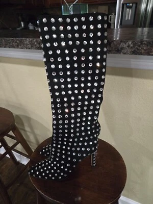 Nuevas botas hasta la rodilla Gianni Bini Aimee de gran tamaño con estrás, negras talla 8,5 Foto 1 de 3