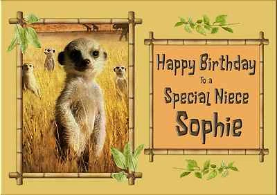 JUSTGORJUS Cute Meerkat - Personalised A5 birthday card -ANY- Age Relation Name