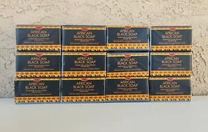 12 PCS AFRICAN BLACK BAR SOAP DETOXIFYING ACNE FIGHTING FOR DRY SKIN 7 OZ - Picture 1 of 4