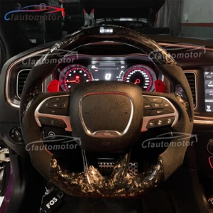 Forged Carbon Fiber LED Heated Steering Wheel Fit Dodge Charger Challenger 2015+ - Picture 1 of 13