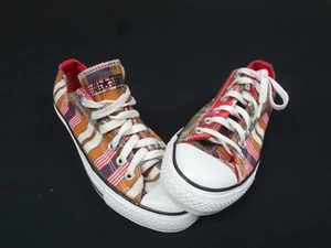 CONVERSE ALL STAR STRIPED BLUE RED BROWN TAN WOMENS SIZE 7 MENS SIZE 5 - Picture 1 of 9