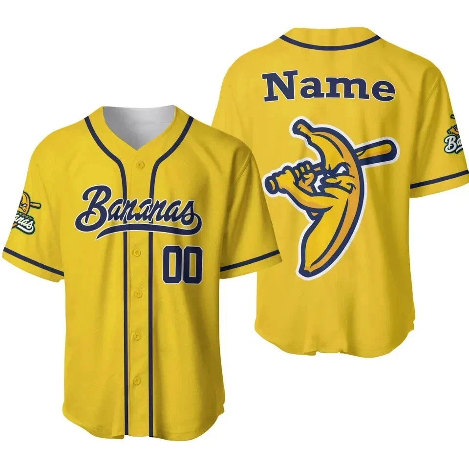 Camiseta de béisbol Savannah Bananas número de nombre personalizado | divertida camiseta amarilla del equipo Foto 1 de 3