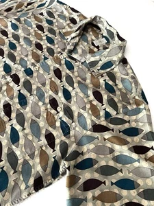 Burma Bibas Made in Korea Mens Large 100% Silk Short Sleeve Shirt Fish Pattern - Picture 1 of 11