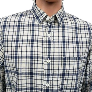 NWT J. Crew Shirt Men M Long Sleeves Button up Navy Blue Plaid Checks Preppy - Picture 1 of 11