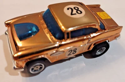 Coche Ranura Aurora AFX G-Plus COBRE CROMO '55 CHEVY BEL AIR #28 NUEVO Raro Foto 1 de 4