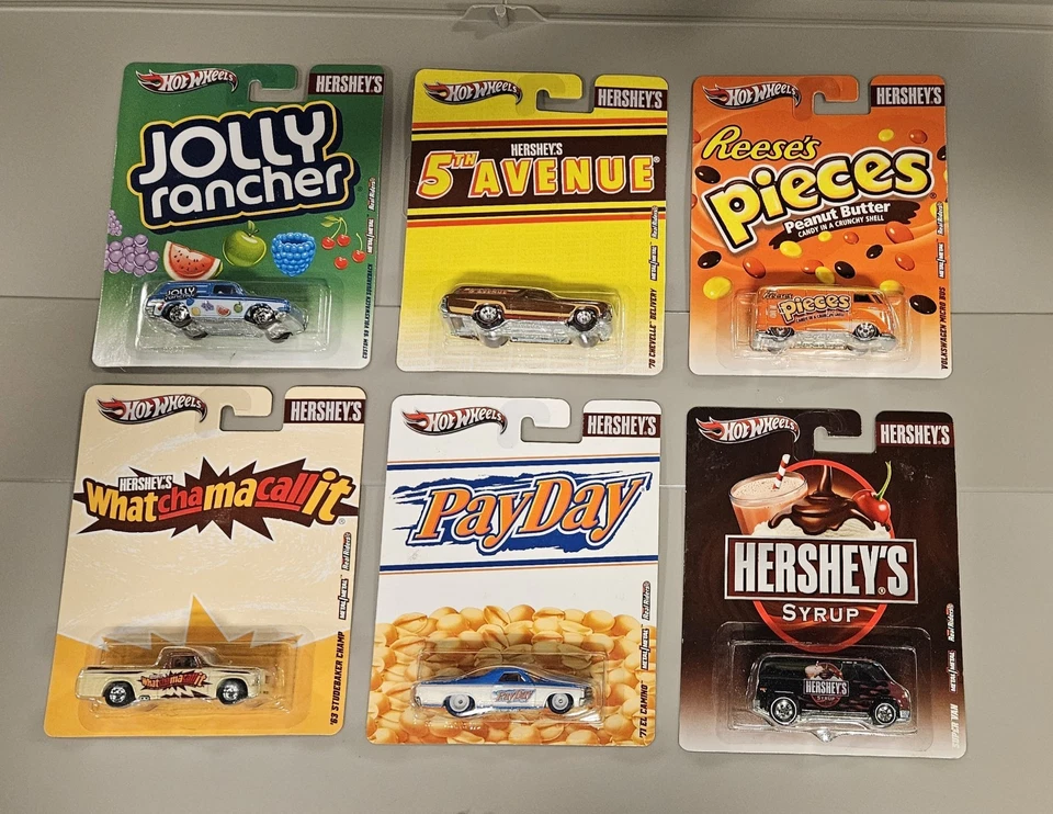 Hot Wheels 2012 Nostalgia Series "Hershey's" Complete Full Set of 6 w/ Reese's - Image 1 of 1