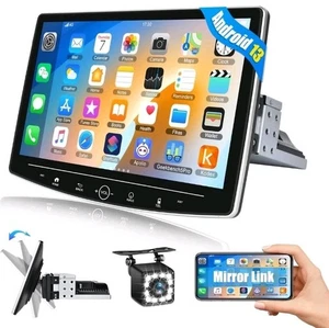 Single 1 Din Android 13 Carplay 10.1" Car Stereo Radio GPS WIFI W/ Backup Camera - Picture 1 of 9