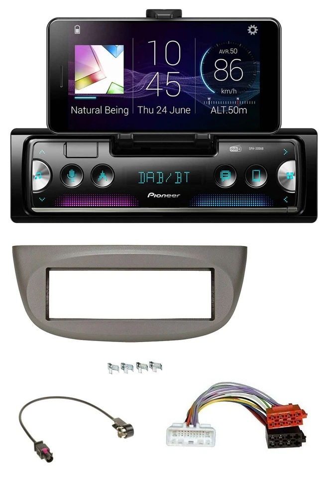 Pioneer USB MP3 Bluetooth DAB Autoradio für Renault Twingo ab 2015 beige-grau - Bild 1 von 4