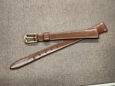 Ladies' Vintage NOS Speidel 11mm Brown Flat Stitchless Genuine Calf Watch Band - Image 1 of 4