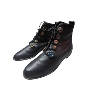 Rare Vintage L. J. Simone 90s/80s Grunge Witchy Leather Button Boots Size 9.5 - Bild 1 von 12