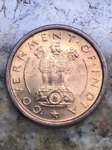 1952 India 1 Pice Coin Diamond Mintmark Bombay Mint KM 1 Uncirculated - Picture 1 of 2