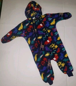 Kids One-Piece Animals Fleece Hoodie Pajama Jumpsuit 18-24M Chuck Roast Zip-up - Picture 1 of 7