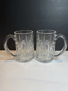 Marquis by Waterford Brookside Crystal Beer Mugs Set of 2 Heavy Cut Glass - Picture 1 of 5