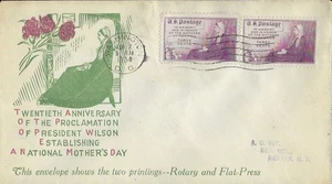 1934 FDC, #737-738, 3c Muttertag, A. C. Roessler P-37a - Bild 1 von 2