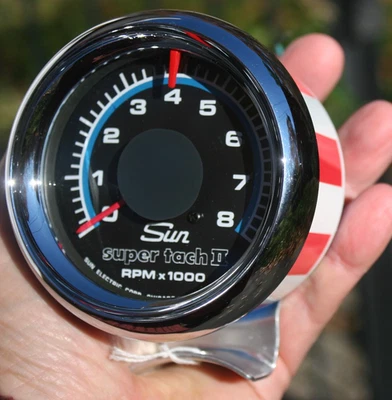 Sun Super Tach II Blueline 8K 8000 RPM Vintage Tachometer Stars & Stripes - #639 - Image 1 of 4