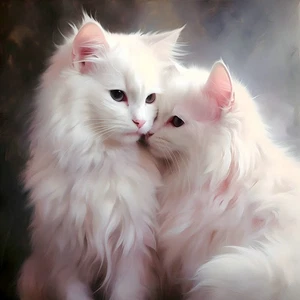 Home Decor Wall Art Mother's Love Cat Painting Modern Picture Printed on Canvas - Picture 1 of 10