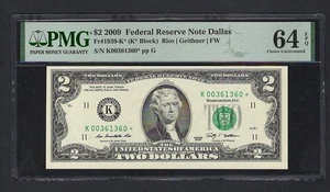 United States-Federal Res 2 Dollars 2009 Fr#1939-K* (K* Block) UNC Grade 64 - Picture 1 of 2