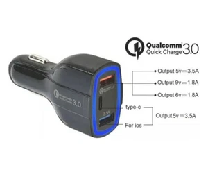 USB+Type C PHONE CAR Charger FAST USB 2 75% FASTER for Android & iPhone & laptop - Picture 1 of 12