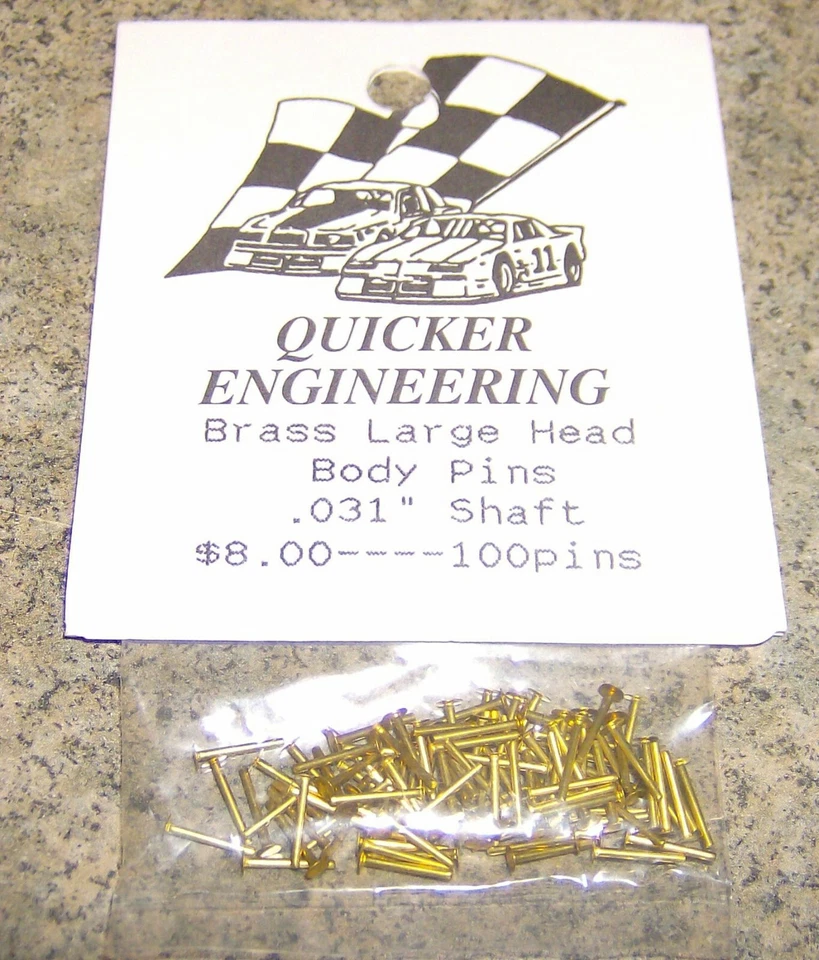 PINS DE CUERPO DE CABEZA GRANDE DE LATÓN MÁS RÁPIDOS EJE DE 0,031" (100) Foto 1 de 1