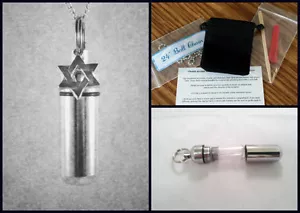 KOMPLETTES SET - Jüdischer Davidstern Einäscherung Urnenkette, Samtbeutel, Trichter - Bild 1 von 4