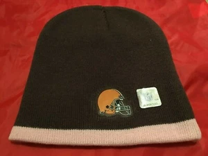 CLEVELAND BROWNS HAT STYLISH WOMEN'S KNIT HAT BROWN with PINK TRIM NEW - Picture 1 of 3