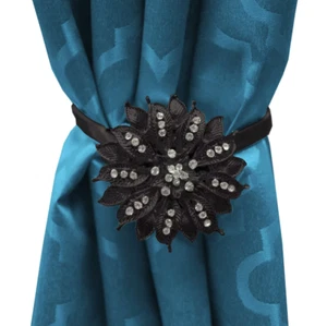 Floral Curtain Holdback Bling Window Tieback Decorative Magnetic Clip Yule 1PC - Picture 1 of 5