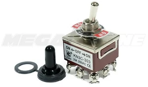 Toggle Switch 20A/125V 3PDT ON-OFF-ON w/Waterproof Boot. USA SELLER! - Picture 1 of 8