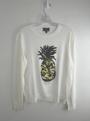 Suéter Lord & Taylor 424 Fifth para mujer grande estampado gráfico de piña cuello redondo Foto 1 de 4