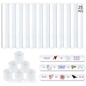 25 Pcs White Blank Slap Bracelets DIY Wristbands Party Favors for Kids Crafts - Picture 1 of 7