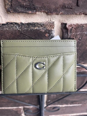 NWT Coach Essential Quilted Pillow Nappa Leather Card Case wallet Moss Green - Image 1 of 4