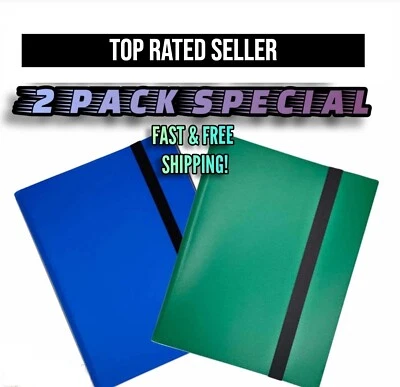 (2) PACK - 360 Bolsillos Carpeta de Tarjetas Coleccionables Carga Lateral Elástica 9 | AZUL Y VERDE Foto 1 de 4