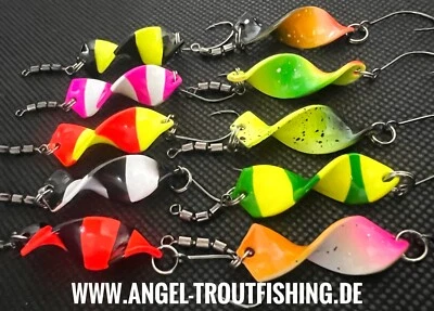 UV gedrehte Trout Spoons twist Forellenköder Japanblinker 2,8g 4g Raubfisch - Bild 1 von 4