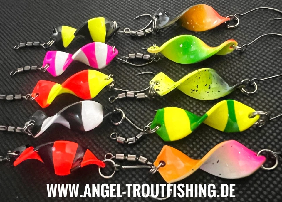 UV gedrehte Trout Spoons twist Forellenköder Japanblinker 2,8g 4g Raubfisch - Bild 1 von 4