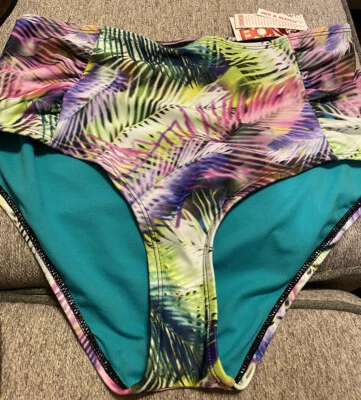 Calcinha de banho BONGO hipster Tankini tamanho médio colorida Aloha estampa floral nova com etiquetas vintage - Imagem 1 de 4