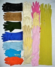 Lot: 17 Pr Vintage Small Womens Gloves~Many Colors & Lengths: Wrist, Elbow, Full