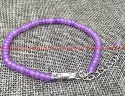 VALENTINO Bracciale pietre preziose rotonde giada lavanda viola sfaccettato naturale 2x4 mm 7 9 '' AAA