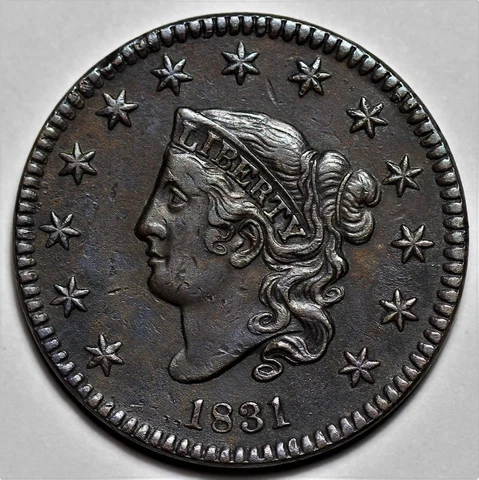1831 Coronet Head Large Cent - US 1c Copper Penny Coin - L36 Cover