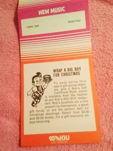 Bob's Big Boy Ad On 1972 Radio Station Records Survey - Imagen 1 de 5