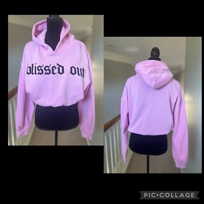 Rue21 Blissed Out Sudadera con Capucha Corta Rosa, Juniors Grande, Nueva con Etiquetas Foto 1 de 4