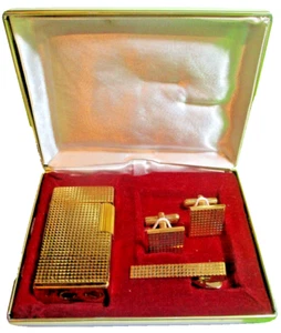 VINTAGE PENGUIN VENUS GOLD PLATED CUFF LINKS TIE PIN & LIGHTER. - # 5/8/24 - Picture 1 of 9