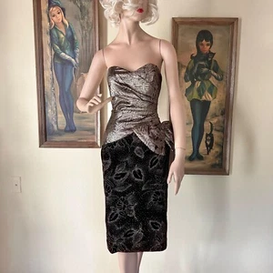 Vintage 80s Party Prom Dress Strapless Gold Goddess Bustier Top XXS - Picture 1 of 7