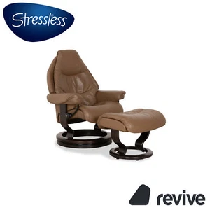 Stressless Voyager Leather Armchair Braun Beige Incl. Stool Manual Function - Picture 1 of 12