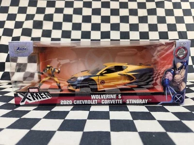 Jada 1:24 2020 Chevrolet Corvette & Wolverine Diecast Model Car Marvel Xmen - Image 1 of 4