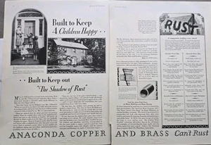 Anaconda 1929 cobre y latón construido para mantener fuera la sombra del óxido anuncio vintage - Imagen 1 de 1