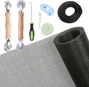 Windows Screen and Screen Door Repair Kit, 48"X118" Charcoal Fiberglass Mesh wit - Picture 1 of 12