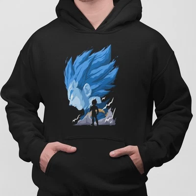 Sudadera con Capucha Vegeta Super Saiyan Azul Anime Gráfico Manga Japonés Guerrero Power Top Foto 1 de 4